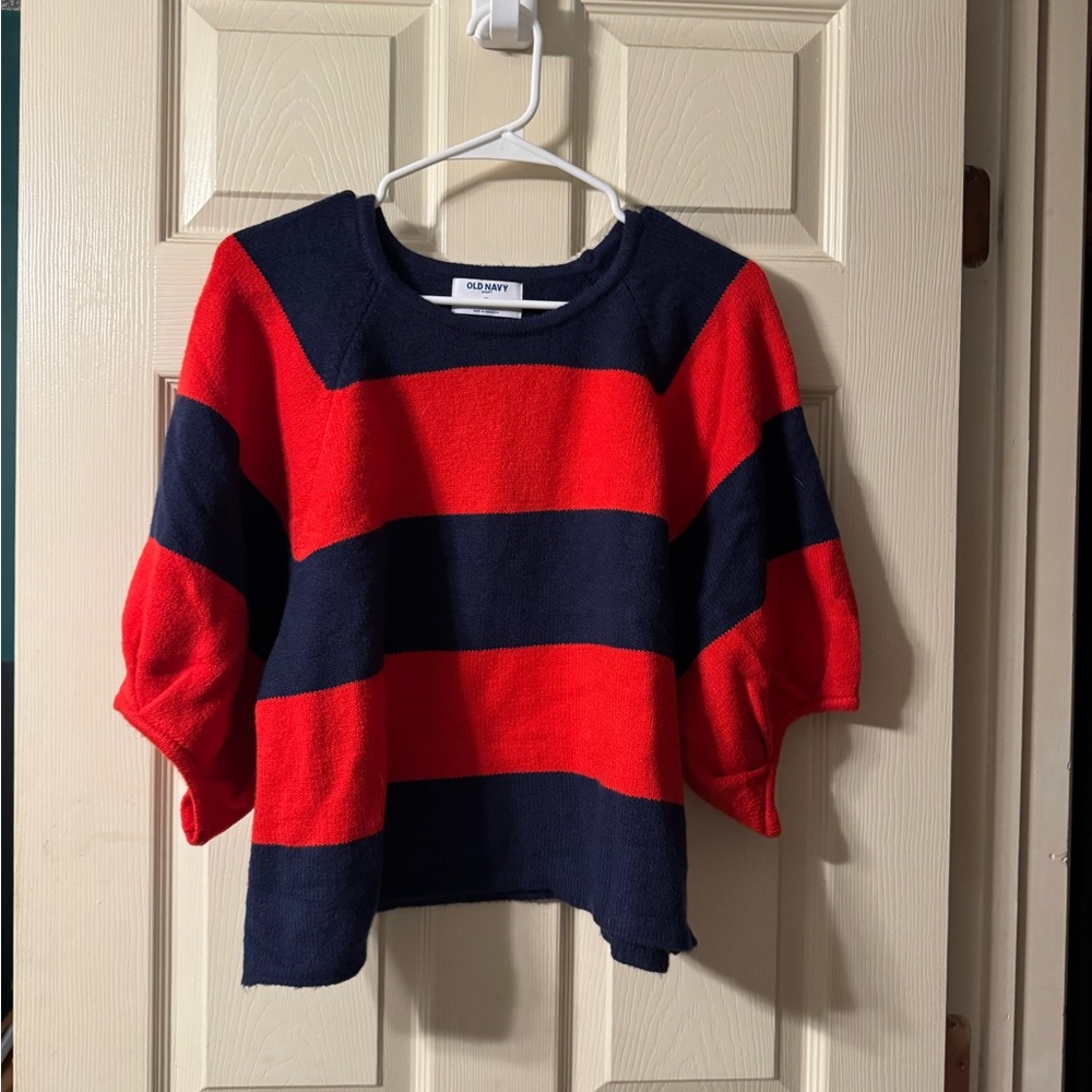 Women’s Crop Striped Red and Navy Top